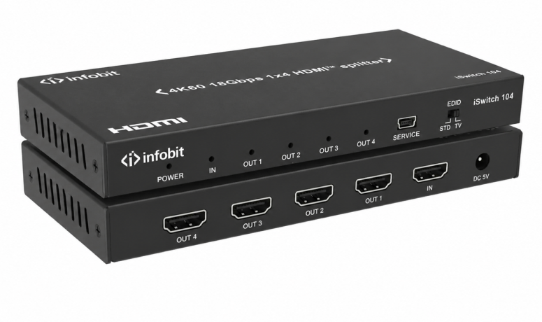 Сплиттер Infobit iSwitch 104 4K60 18Gbps 1x4 HDMI splitter, smart EDID